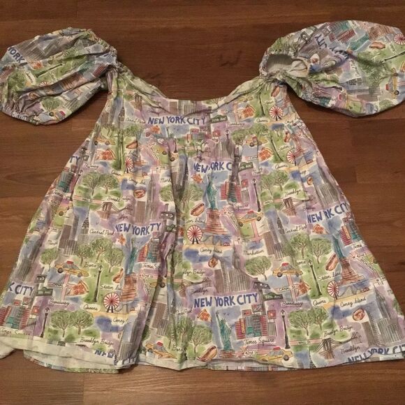 Madeline Marie Customized Handmade NYC graphic Puff Sleeve Baby Doll Dress - Picture 6 of 7